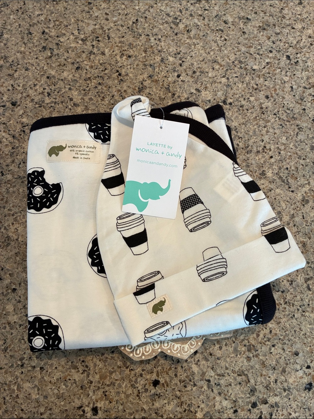 Monica + Andy Coffee and Donuts Cuddlebox Blanket and Hat